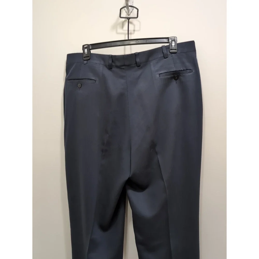 Savane‎ Mens Dress Pants Tall Size 40x36 Navy Blue Pleated Cuffed